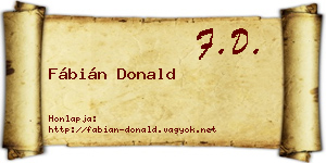 Fábián Donald névjegykártya